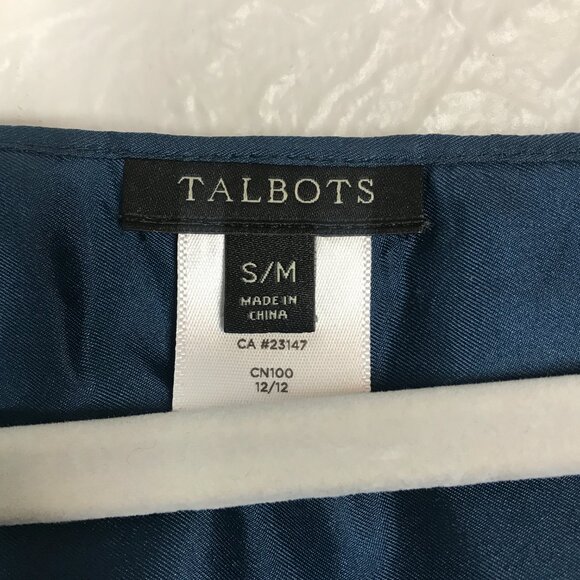 Talbots Blue and Cream 100% Silk open front water fall Shrug - Picture 2 of 6